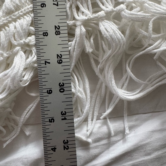 🩵Chicos 2 White Lace Top Fringe Kimono Crochet Boho Festival Cottagecore Large - Picture 11 of 13